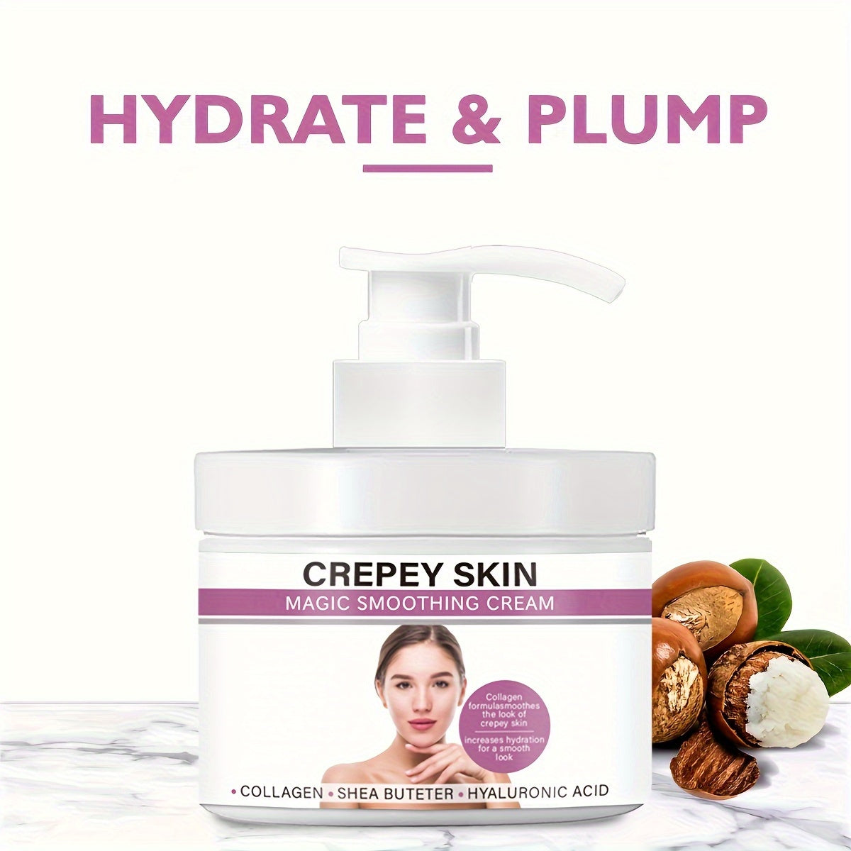 300g Avocado Crepey Skin Care Cream Wrinkle Smoothing Lotion Contains Collagen & Hyaluronic Acid To Improve Elasticity & Sagging Skin Body Skin Care Products For Face, Arms, Neck, Hand, Feet & Body With Plant Squalane