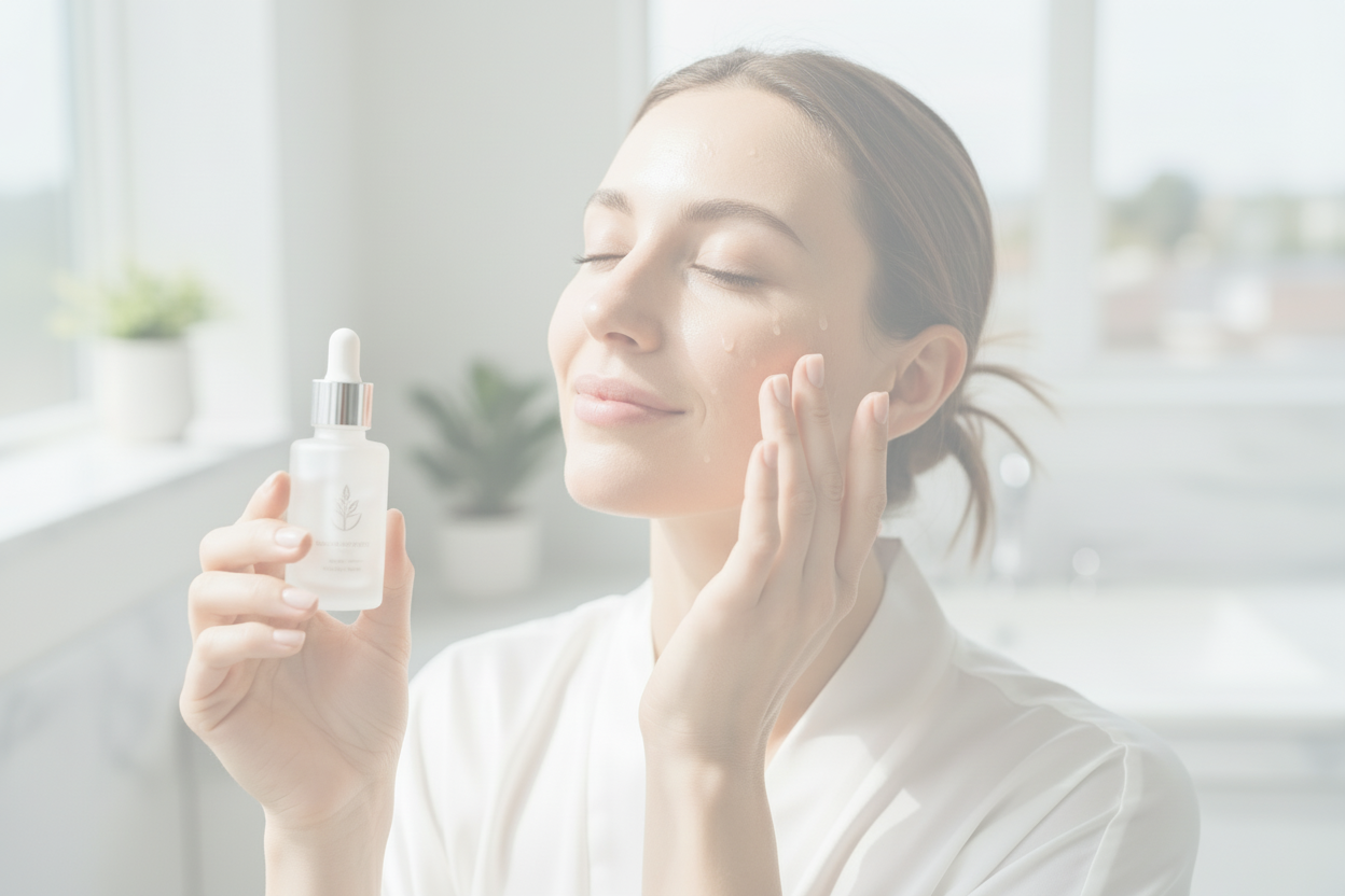 women with serum on her face