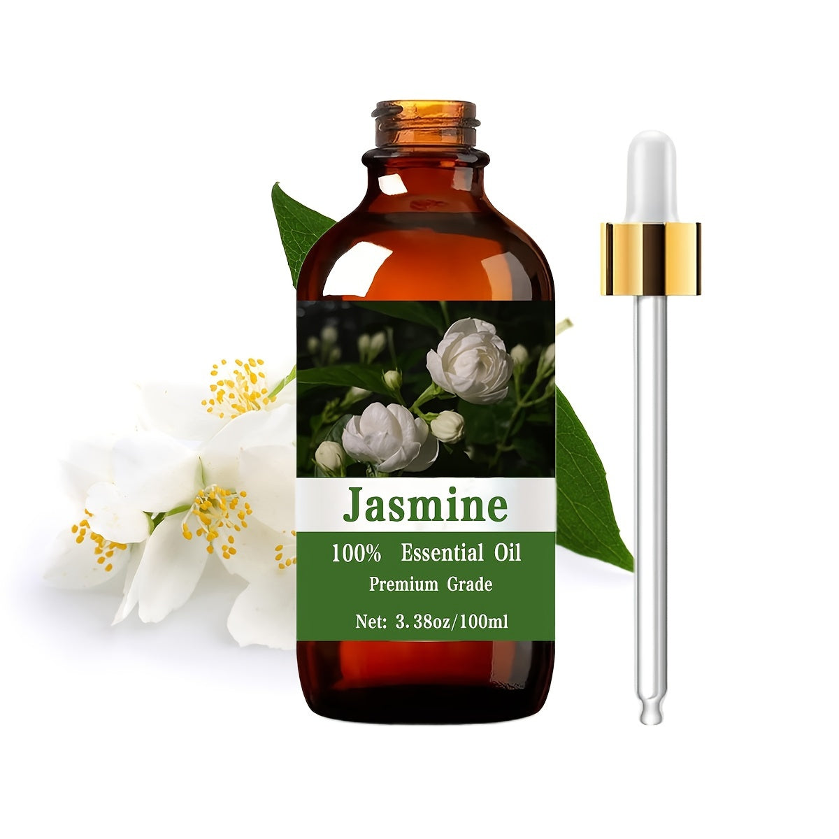Jasmine Essential Oil, 3.38oz (100ml), & Care Grade For Hair & Skin Care, Massage, Diffusers Humidifier, Moisturizing Massage Essential Oil For Men & Women