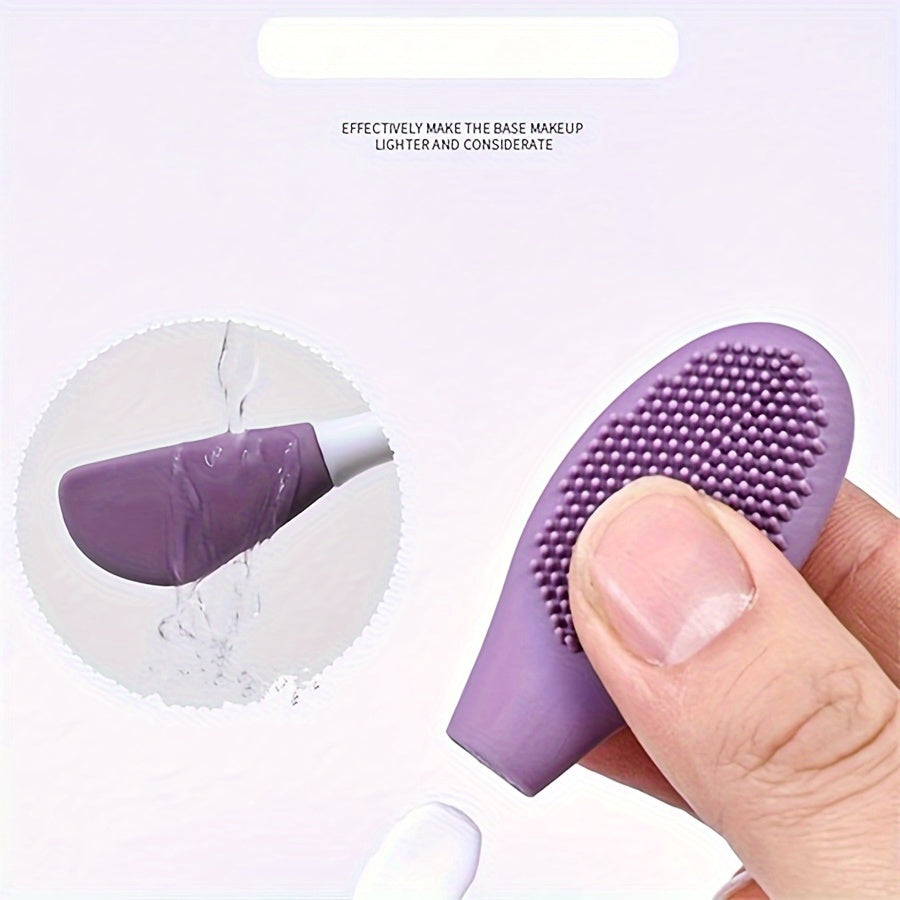 1pc Dual-Head Silicone Facial Cleansing Brush - Manual Face Mask Applicator and Cleansing Tool, Skin-Friendly Unscented for Masks, Essences, Face Creams, and Lotions