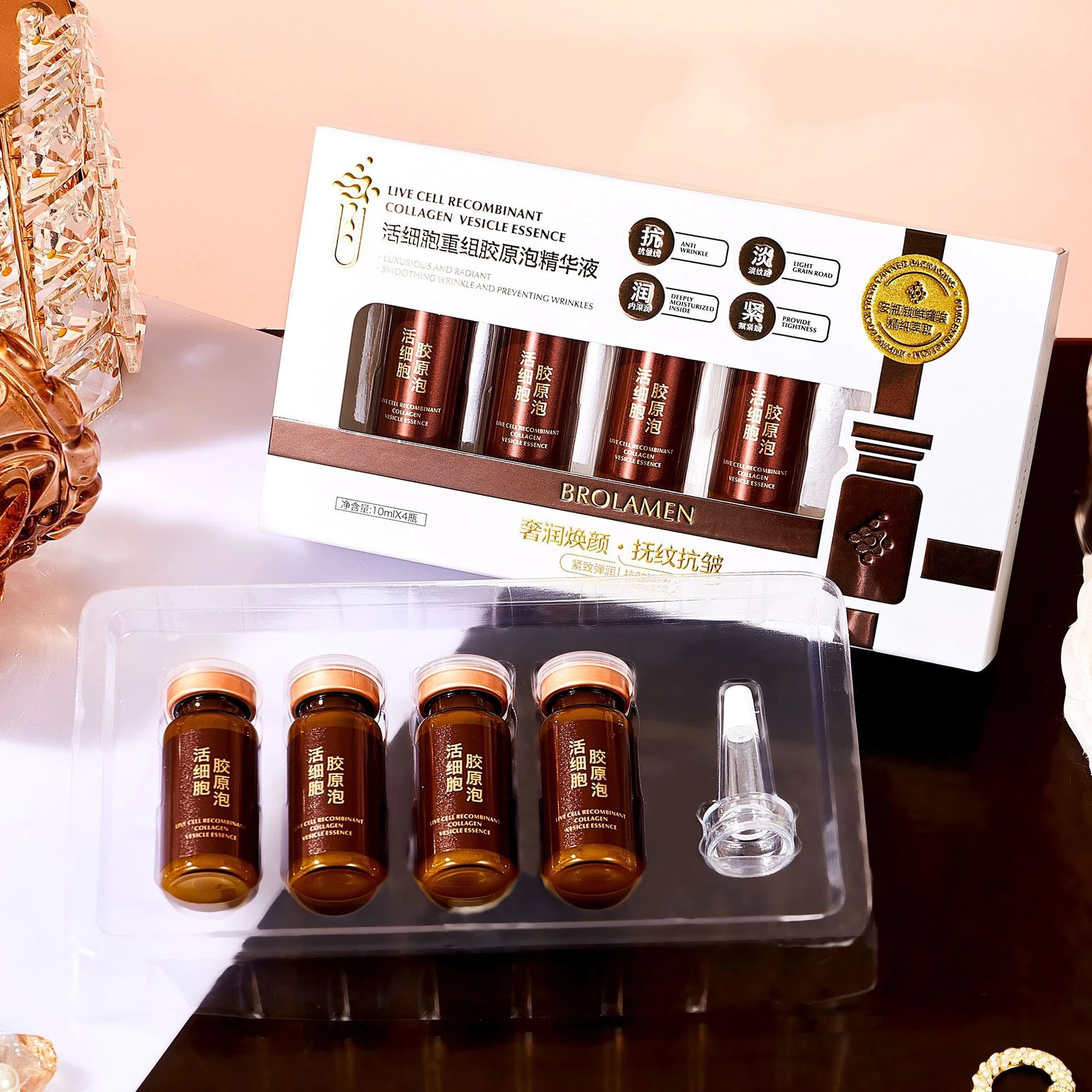 Live Cell Recombinant Collagen Essence Face Serum Deep Moisturing Tightening Hydrating Smoothing Firming Skin Care Brightening